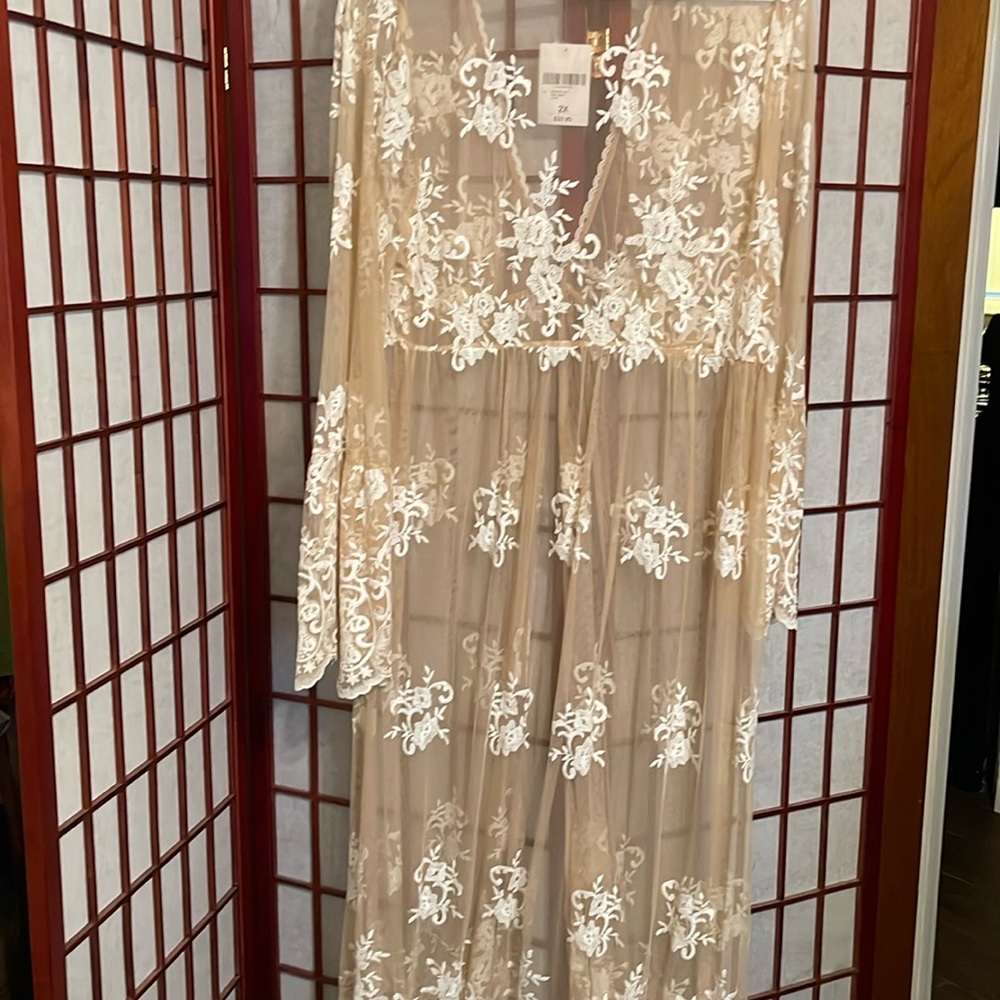Forever 21 Cream Floral Lace Kimono|Size 2X|NWT. - Picture 8 of 8